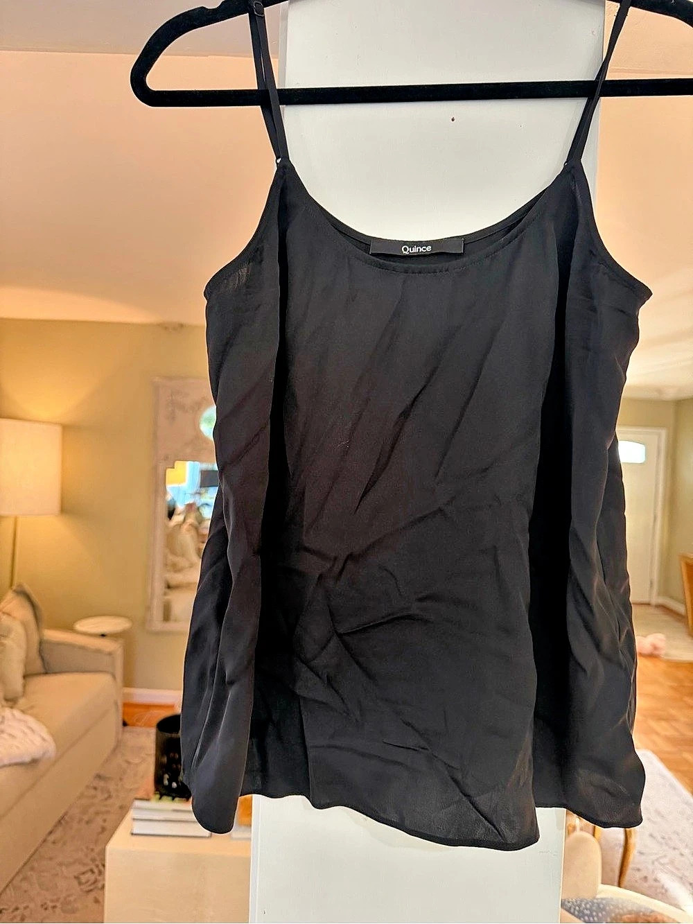 Quince Washable Stretch Silk V-Neck Cami Black Small